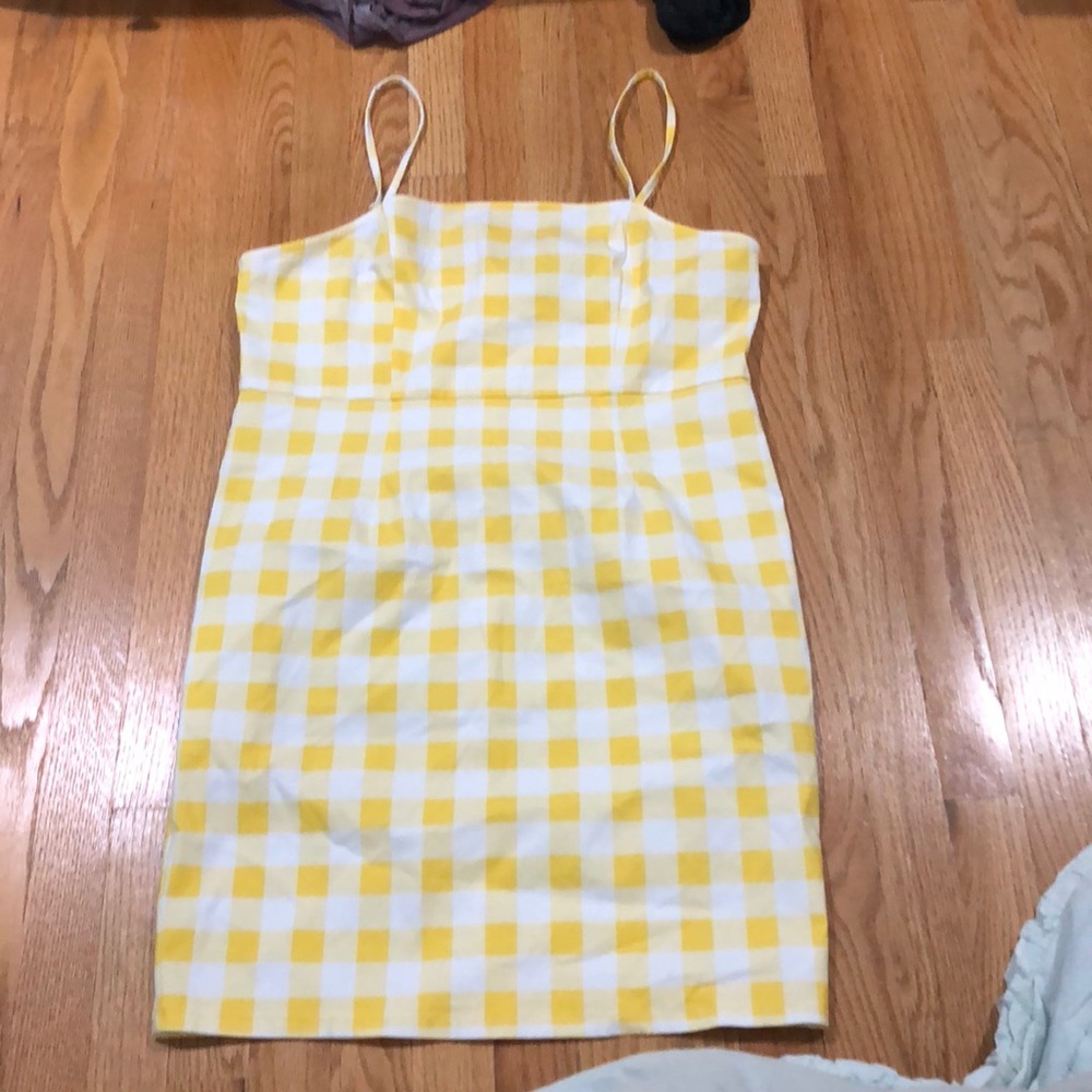 Yellow plaid dress